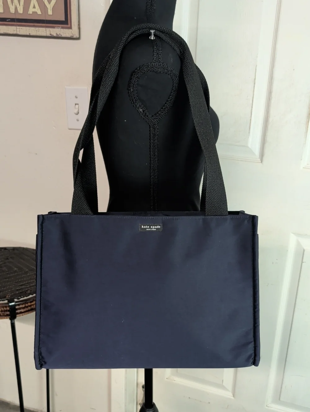Kate Spade Navy Blue Nylon Fabric Tote Travel Bag